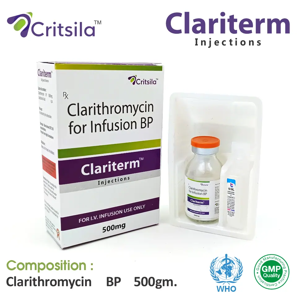Clarithromycin 500mg Injection at Best Price in PCD Pharma Franchise for Antibiotics and Bacterial Infections.